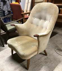 Danish Curved Mid Century Teak Arm Chair